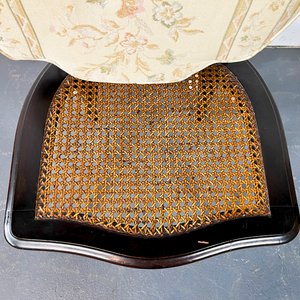 Juego Comedor Victoriano Caoba: Mesa Circular con Alas y 6 Sillas Esterilladas con Cojines - imagen 7