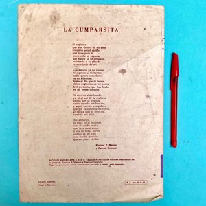 Antigua Partitura "La Cumparsita" - Tango - Ricordi Americana - imagen 2