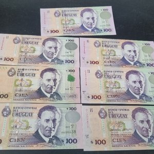 Lote de 7 Billetes Uruguayos de $100 Sin Circular - imagen 1