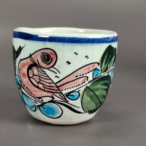 Dúo de Taza y Plato de Cerámica Mexicana Pintada a Mano con Diseño de Ave - imagen 5