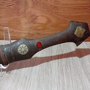 Antigua Daga Jambiya Turca con Vaina y Cabo de Bronce Decorada - imagen 4