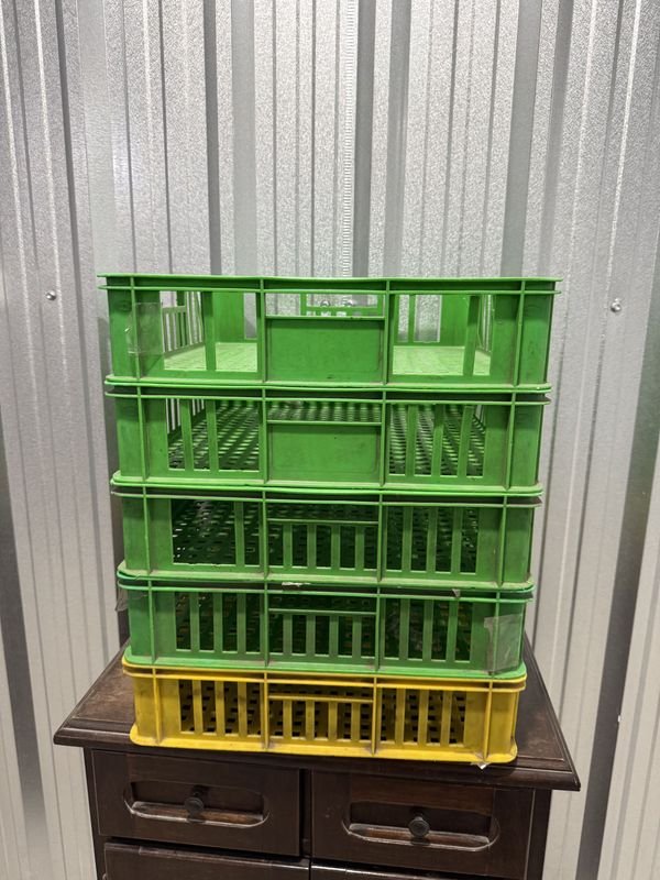 Lote de Cajones Plásticos Apilables Verdes y Amarillos
