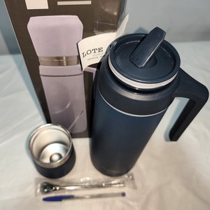 Kit Termo de Acero Azul con Mate y Bombilla Aurora - imagen 4