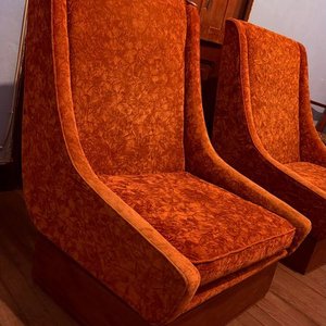 Par de Butacas Estilo Retro en Terciopelo Naranja - imagen 9