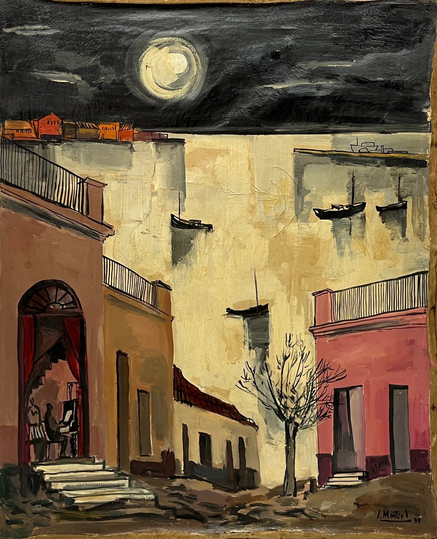 Oleo "Reflejo de Luna" de Jonio Montiel, 60 x 50 cm, 1984