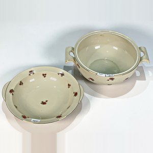 Ensaladera y Sopera Bavaria Beige con Flores y Bordes Dorados - imagen 5