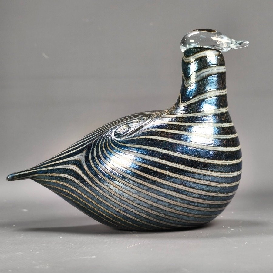 Figura Finlandesa en vidrio soplado con fisonomía de pájaro diseñada por OIVA TOIKKA - imagen 6