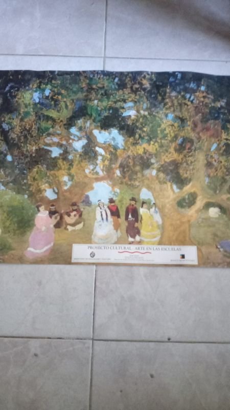 Lote siguiente: Afiche de Pedro Figari: Pintura Colorida con Árbol y Casa