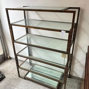 Estantería Bronceada con Estantes de Vidrio - imagen 1