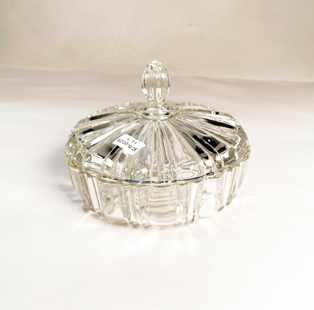 Bombonera de Cristal Tallado con Tapa - 17 cm Diámetro