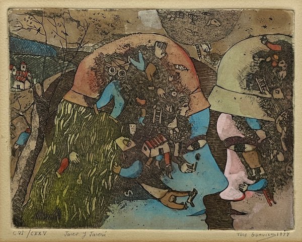Grabado "Javer y Javera" de José Gurvich, 1974, Edición CVI/CXXV