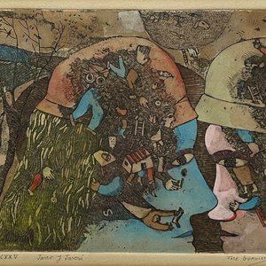 Grabado "Javer y Javera" de José Gurvich, 1974, Edición CVI/CXXV - imagen 1