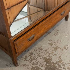 Estante Art Nouveau de Roble con Cajón, Vidrios y Fondo Espejado - imagen 2