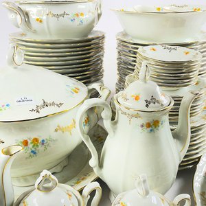 Conjunto de 92 Piezas de Porcelana Bavaria Blanca Floral: Sopera, Fuentes y Más - imagen 3