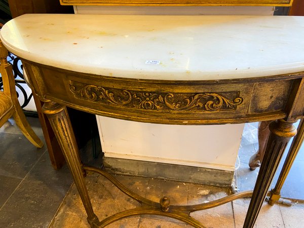Mesa de Consola y Sillón Estilo Luis XV Dorado - imagen 1