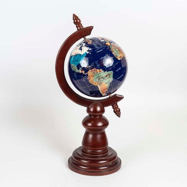 Globo Terráqueo Nacarado con Base de Madera - imagen 1