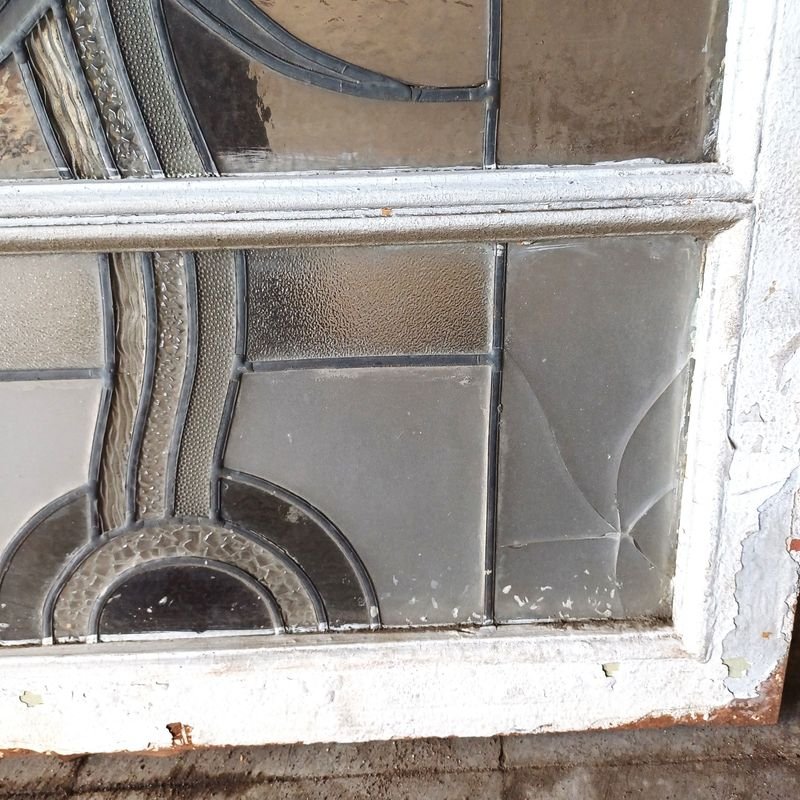 Vitraux Art Deco con marco de hierro y vidrio rajado - imagen 5