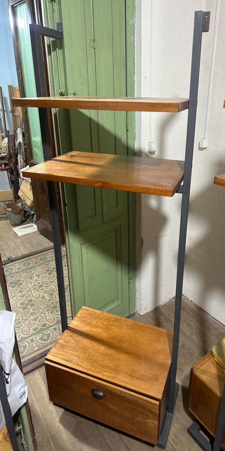 Estantería Industrial Hierro y Madera con Cajón