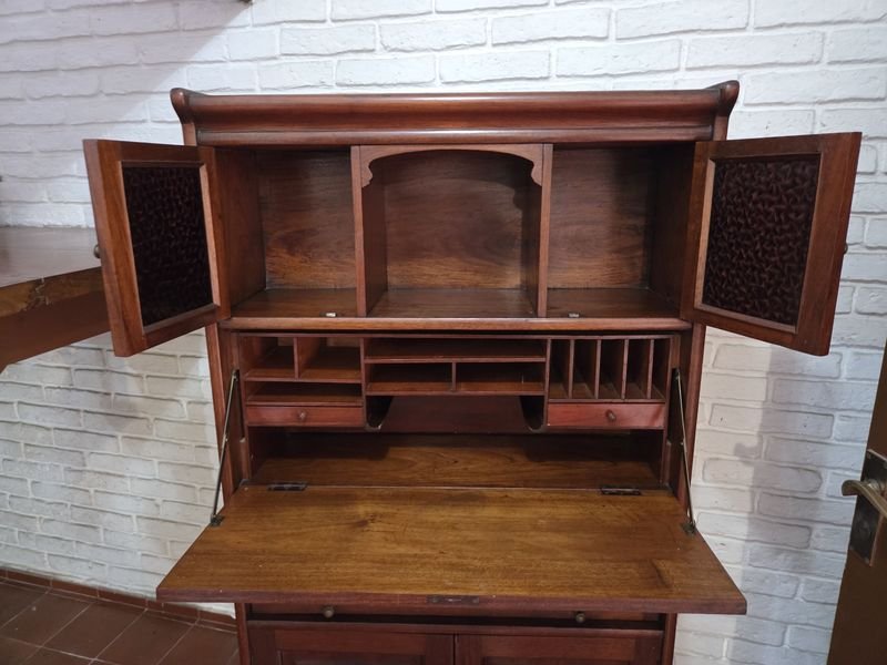 Biblioteca Americana tipo Thompson con secretaire y Globo Wernicke principios de siglo XIX - imagen 4