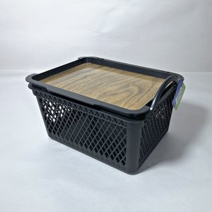 Lote de 3 Canastos Organizadores Negros de Plástico con Tapa - imagen 2