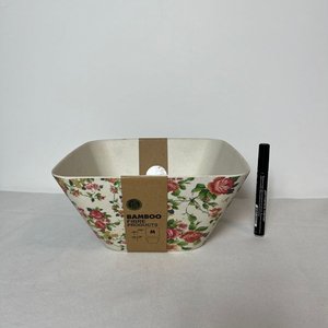 Centro de Mesa Cuadrado en Fibra de Bambú con Diseño Floral - imagen 3