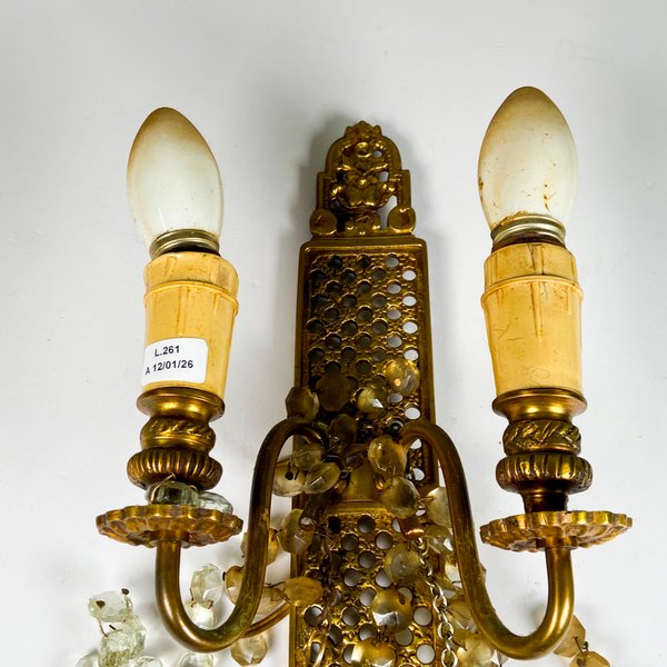 Aplique de bronce con luces y cuentas de cristal - imagen 2