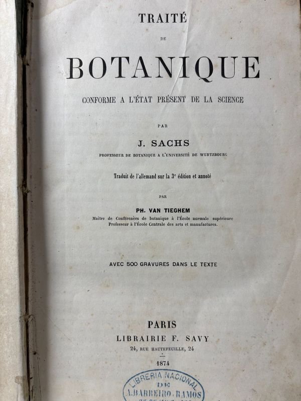 Tratado de Botánica en Francés 1874 - Libro antiguo con estatua de león - imagen 2
