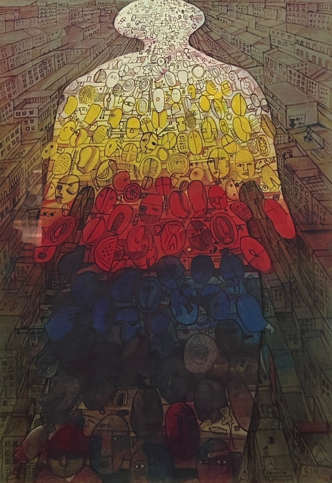 Serigrafía "Hombre Astral" de José Gurvich, 50 x 35 cm