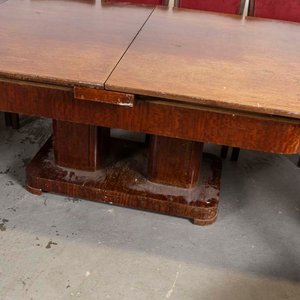 Mesa de Comedor Art Decó con 12 Sillas Rojas y Tablas Extensibles - imagen 3