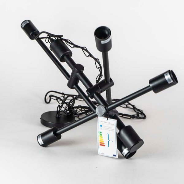 Colgante de 6 luces de metal negro