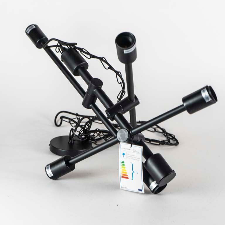 Colgante de 6 luces de metal negro