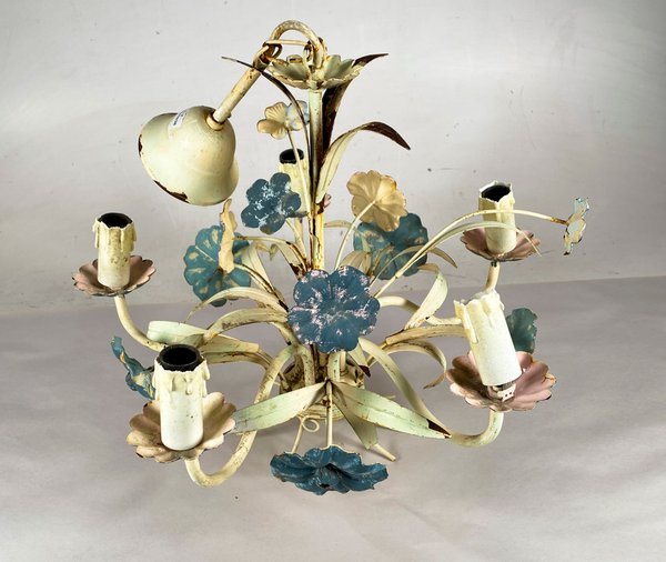 Colgante de Hierro Forjado con Cinco Luces y Detalles Florales - imagen 1