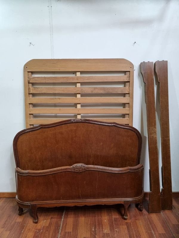 Importante Cama Antigua Dos Plazas Estilo Provenzal Madera