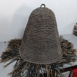 Pantalla de Lámpara Artesanal en Fibras Naturales con Flecos - Diámetro 50cm - imagen 3