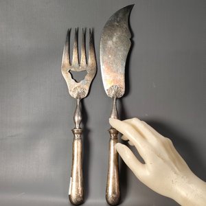 Par de Piezas de Servir "Scholberg" Antiguas de Plata - imagen 4