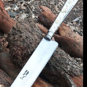 Cuchillo Franz Wenk Solingen de Colección con Cabo de Alpaca y Bronce - imagen 3