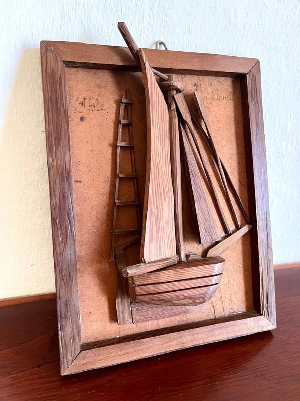 Cuadro Artesanal en Madera con Figura de un Velero en Relieve - imagen 3