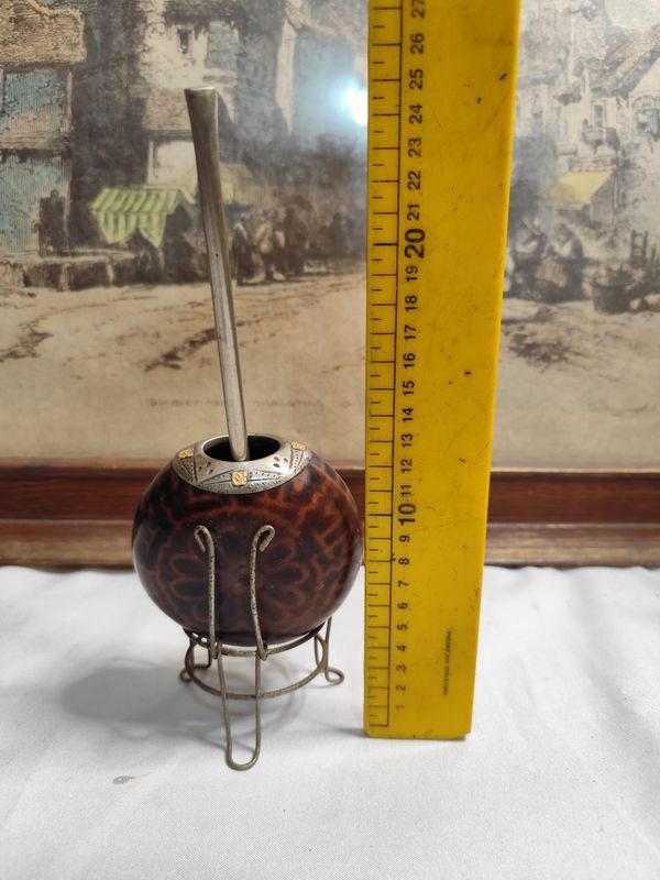 Mate Galleta con Virola y Bombilla en Plata y Oro - imagen 2