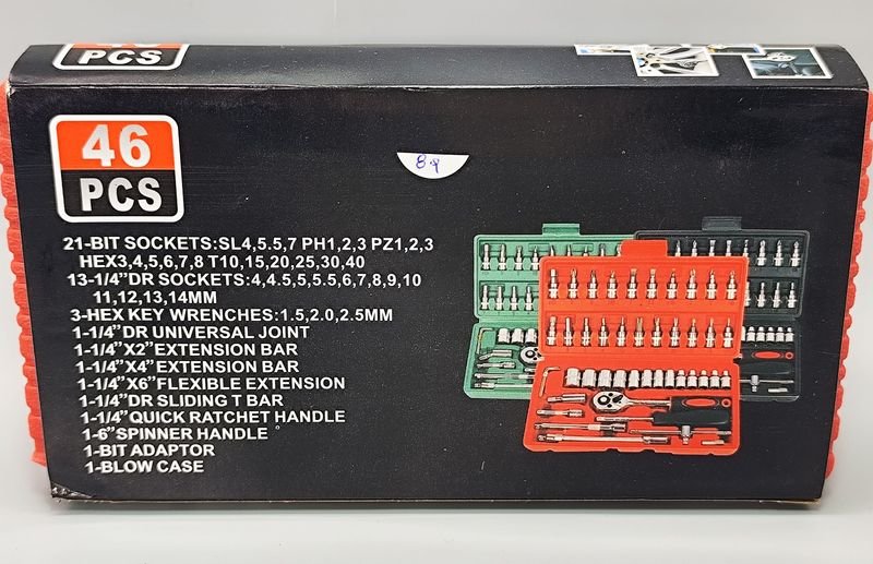 Juego de Dados y Puntas de 46 Piezas con Encastre de 1/4''
