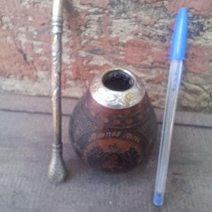 Antiguo Mate con Boquilla de Plata y Oro, Ideal Decoración - imagen 5