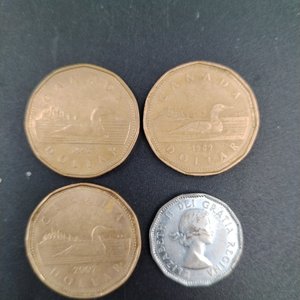 4 Monedas Canadienses: 3 Dólares y 1 de 5 Centavos de 1954 - imagen 5