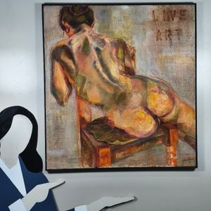 Oleo y Cera sobre Arpillera: "Desnudo Femenino" por Laura Moras (2005) - imagen 6