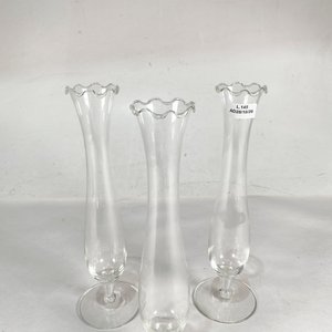 Tres Violeteros Hialinos de Vidrio con Borde Ondulado - imagen 3