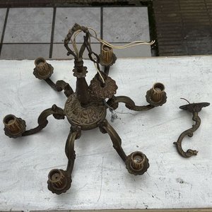 Candelabro de Techo Antiguo de Bronce con 6 Brazos Ornamentales - imagen 3