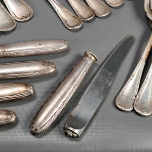 Conjunto Wolff de 56 Cubiertos de Plata Alpaca: Piezas de Servir, Cuchillos, Tenedores y Cucharas - imagen 11