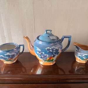 Juego de Té de Porcelana Esmaltada con Escena Rural - imagen 4