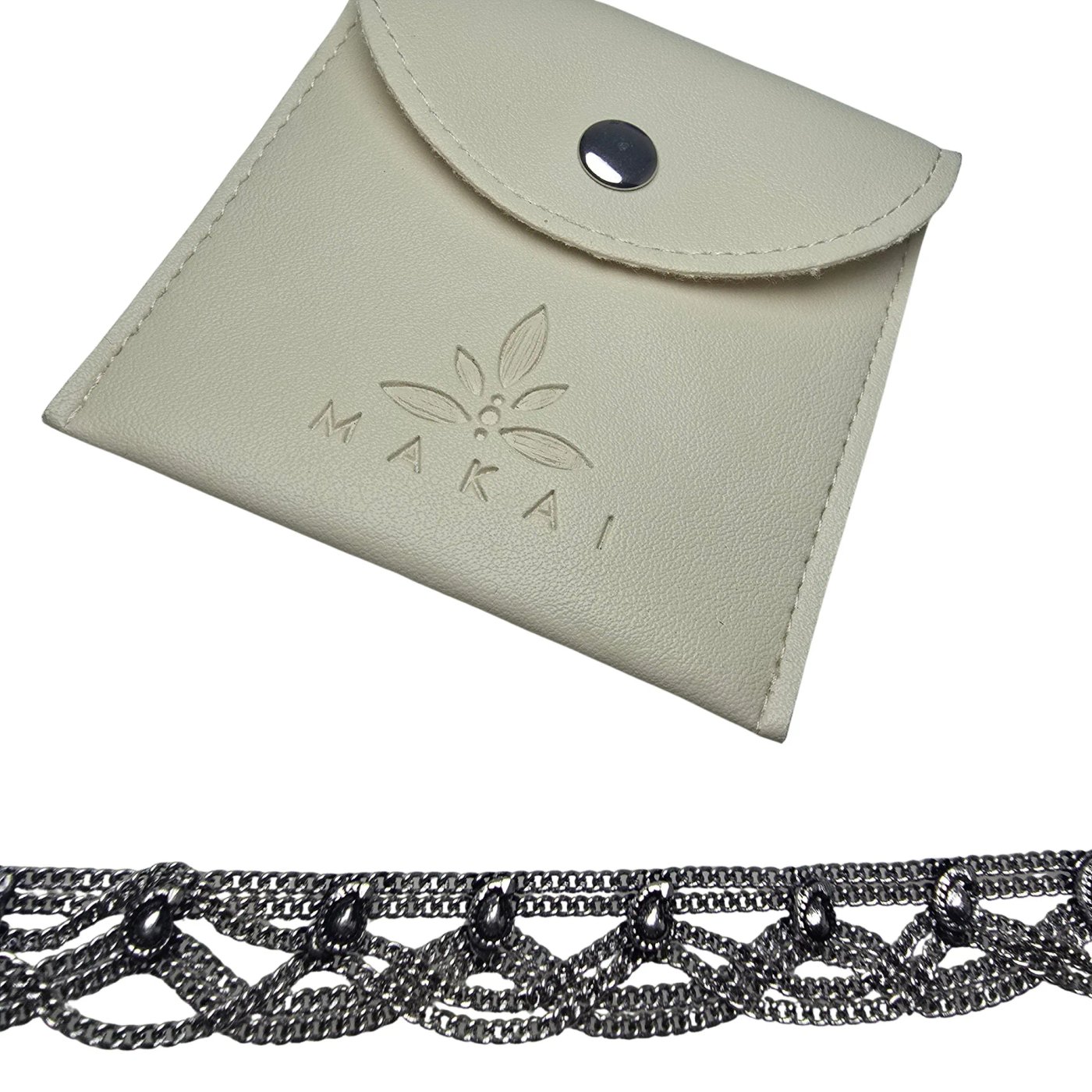 Pulsera Cadenas Trenzadas MAKAI Acero Quirúrgico Plateado