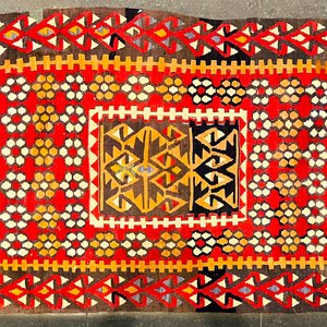 Alfombra Kilim Decorada Roja, Naranja y Beige 166x98 cm - imagen 1