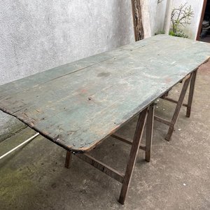 Mesa Plegable Rústica de Madera con Caballetes - imagen 5