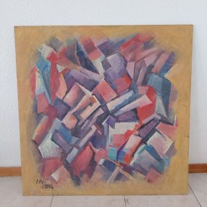 Oleo sobre Durabord "Composición Abstracta" Firmado LPI 2004 - imagen 1